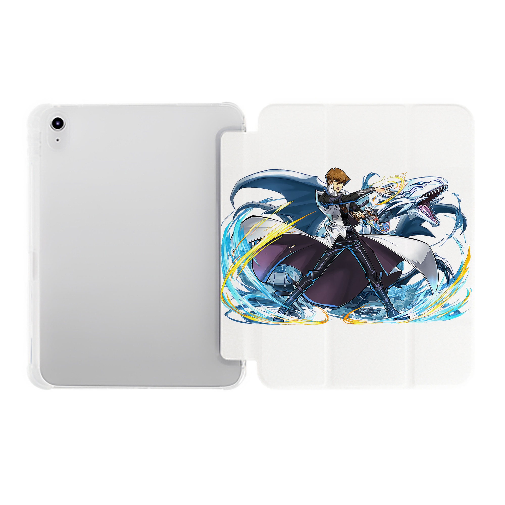 （画像用） 遊☆戯☆王 Yu-Gi-Oh! IPad ケース ペン収納付き 三つ折りスタンド PUレザー×シリコン 対応機種9.5/10.5/10.9インチ
